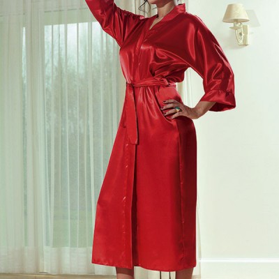 robe de chambre satin rouge
